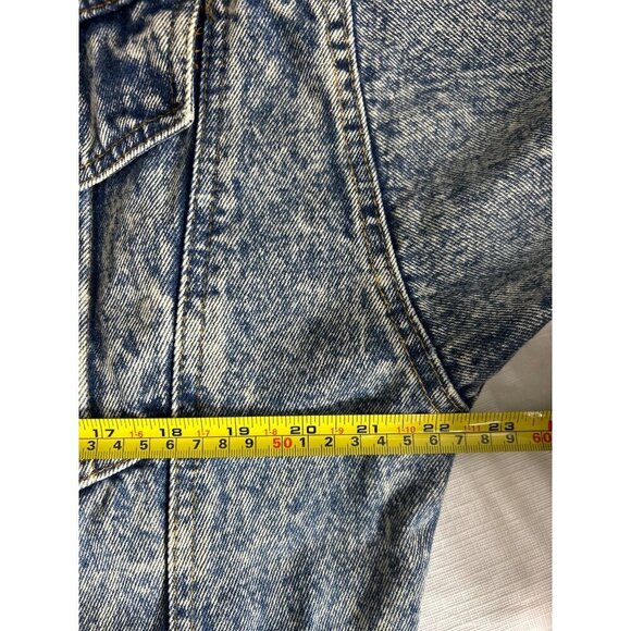 Palmettos Womens Acid Washed Blue Trucker Denim Button Front Long Sleeve Sz M - Picture 7 of 7